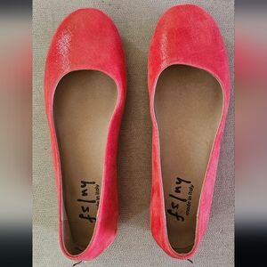 FS/NY Zwppa Red Cartizzi Leather Ballet Flats, SZ 9